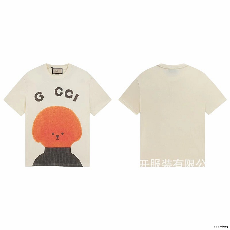 Gucci Bear Print Casual Off-white Short-Sleeve T-Shirt
