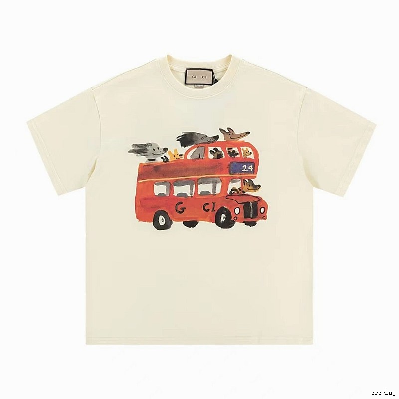 Gucci Bus Print Whimsical Style Off-white T-Shirt