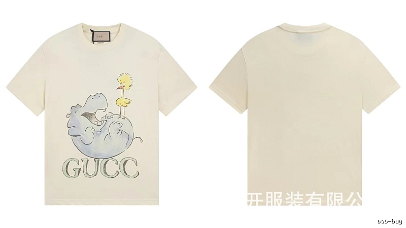 Gucci Cartoon Hippo Casual Off-white T-shirt