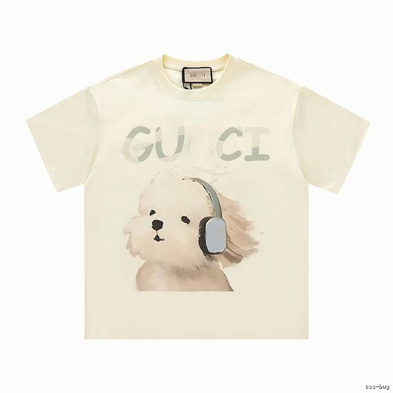 Gucci Dog Print Casual Style Off-white T-shirt