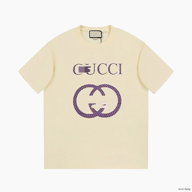 Gucci Double G Vintage Style Beige Short Sleeve T-Shirt