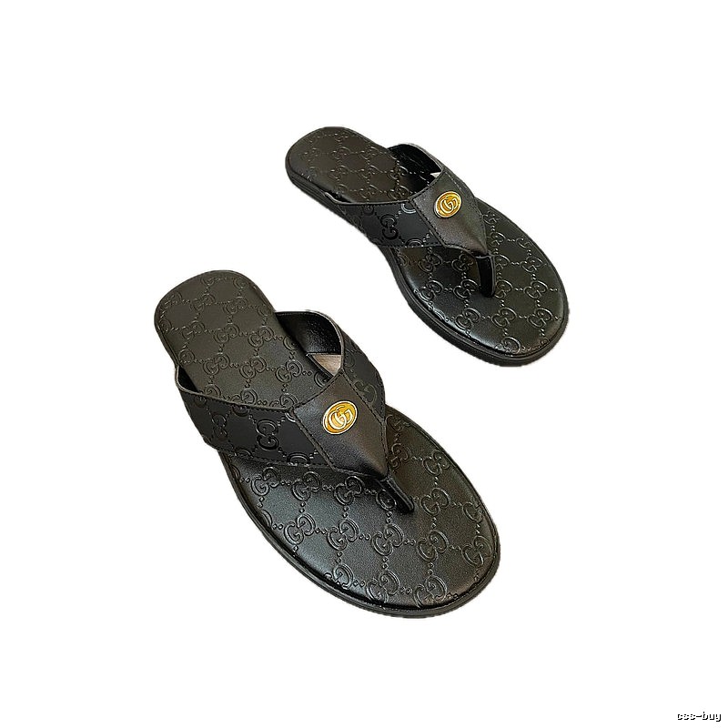 Gucci GG Embossed Light Luxury Style Black Flip-Flops