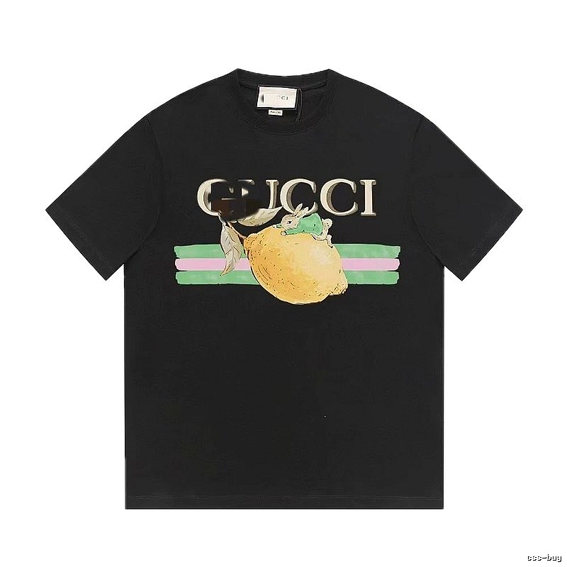 Gucci Lemon Print Casual Style Black T-shirt