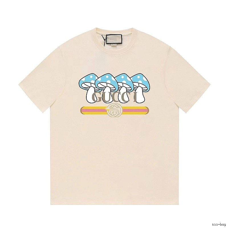 Gucci Mushroom Print Casual Style Off-white T-shirt