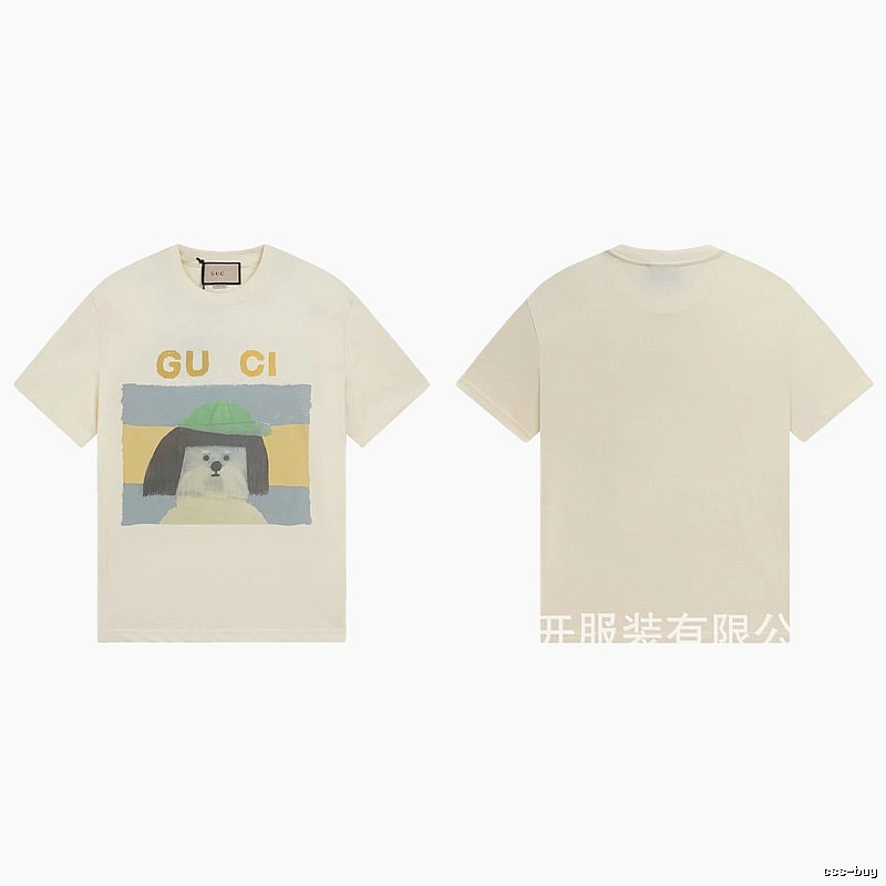 Gucci Puppy Print Casual Style Off-white T-shirt