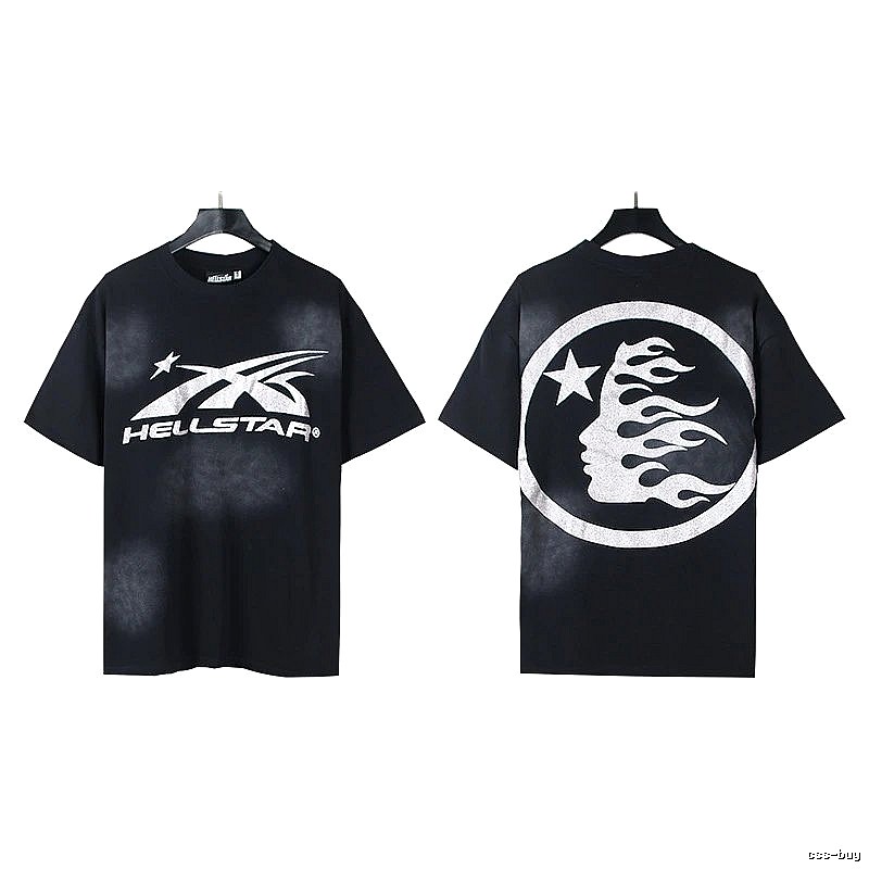 Hellstar Flame Print Street Style Black T-Shirt