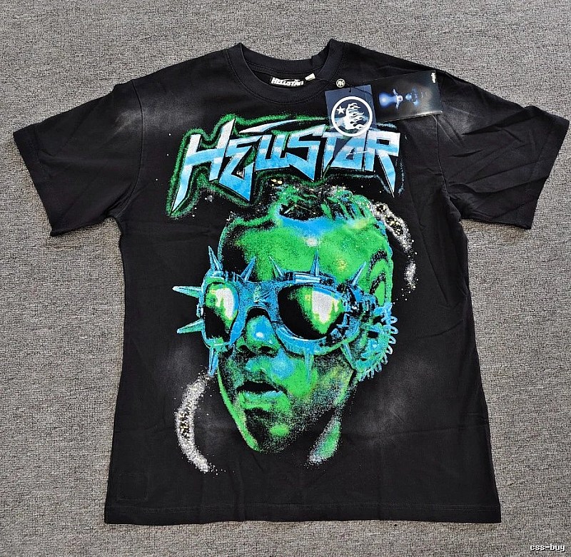 Hellstar Portrait Print Street Style Black T-shirt