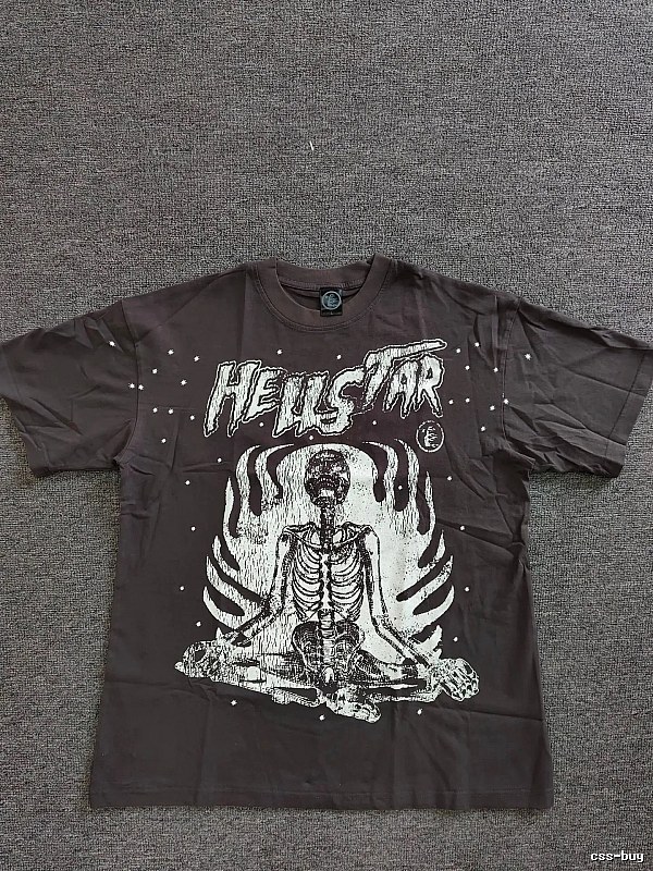 Hellstar Skull Print Dark Style Brown T-Shirt