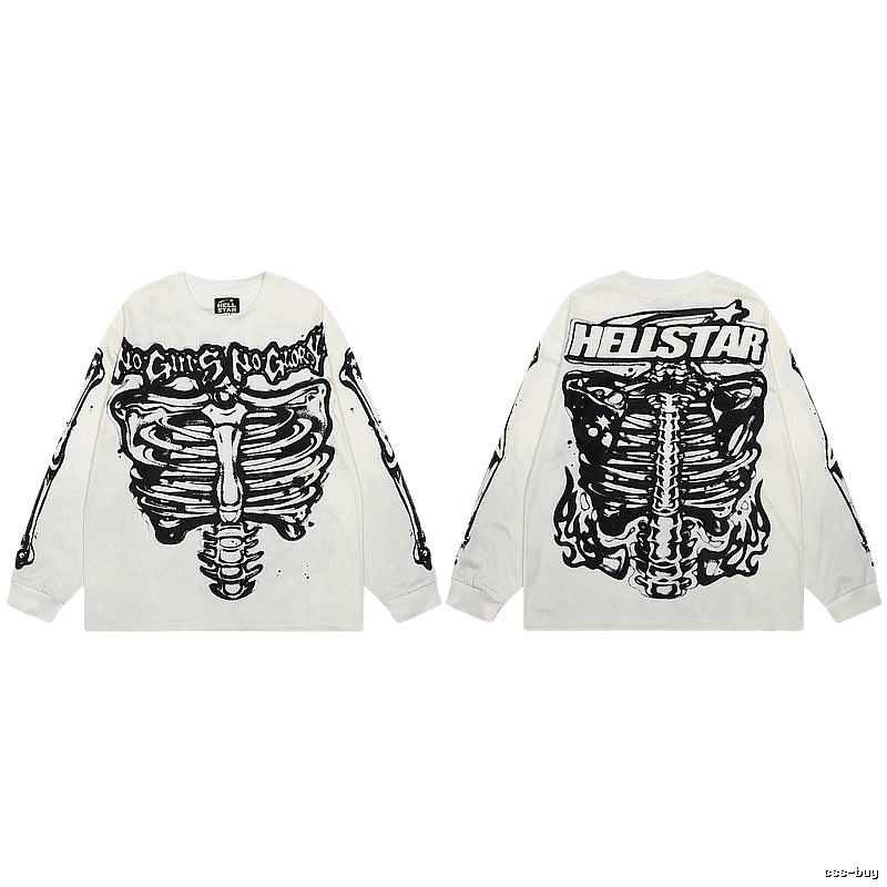Hellstar Skull Print Dark Style Off-white Long Sleeve T-Shirt