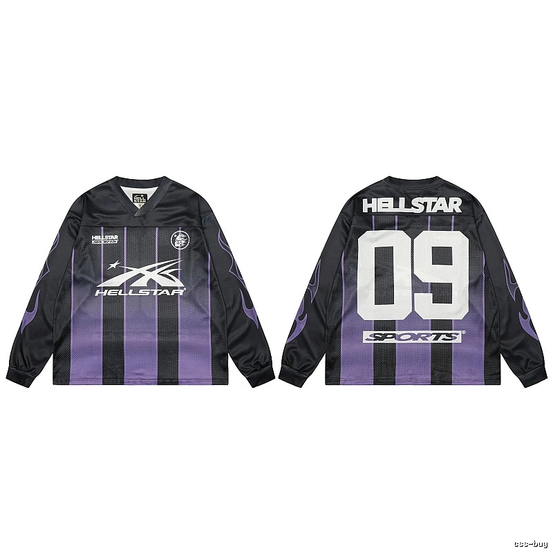 Hellstar Sporty Street Style Black and Purple Long-Sleeve Jersey