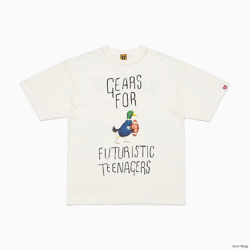 HUMAN MADE Japanese Streetwear Green Duck Printed Off-white T-shirt