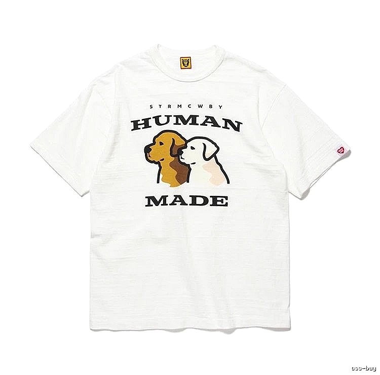 HUMAN MADE Two-Dog Print Japanese Streetwear White T-Shirt