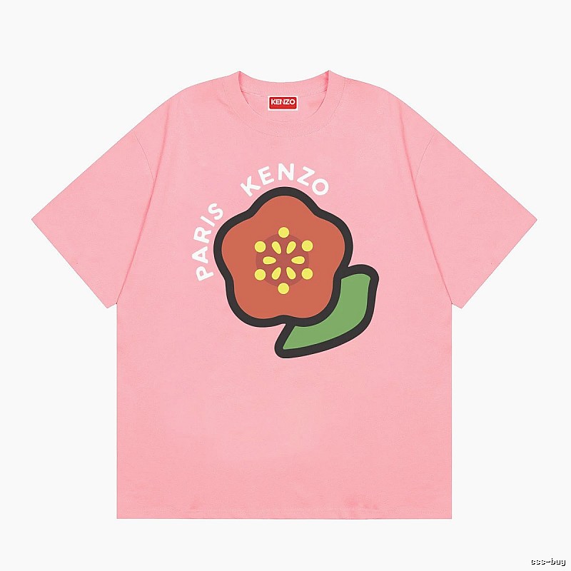 KENZO Crabapple Blossom Print Casual Pink Short Sleeve T-Shirt