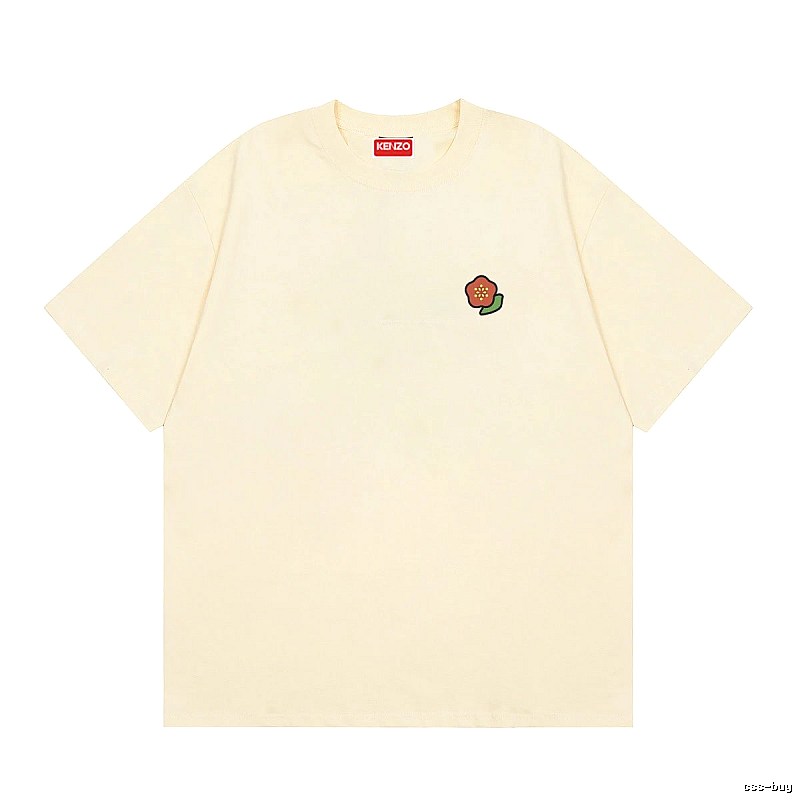 KENZO Embroidered Little Flower Casual Style Off-white T-shirt