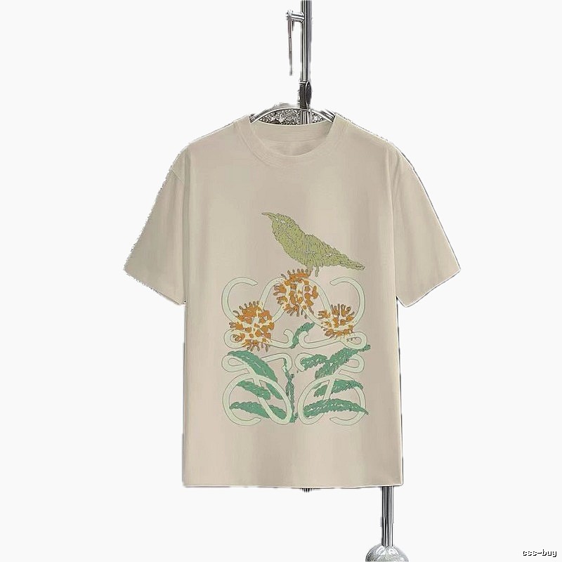 LOEWE Bird and Flower Print Casual Off-white T-shirt