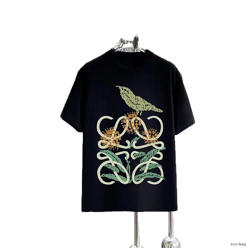 LOEWE Bird and Flower Print Vintage Black T-Shirt