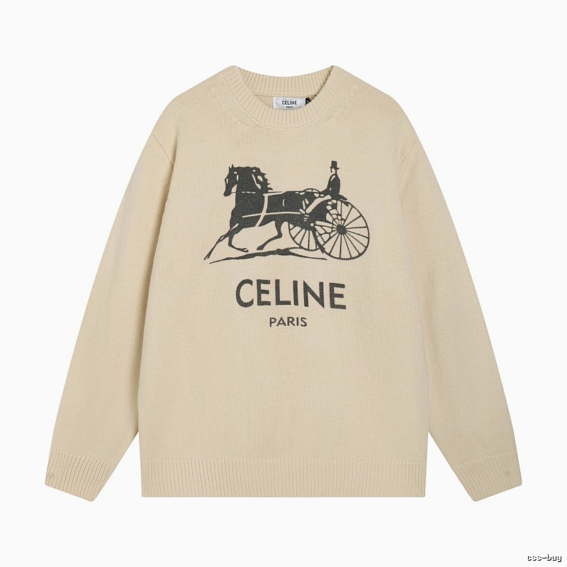 Logo Knit Sweater for School Runs in CELINE Style
