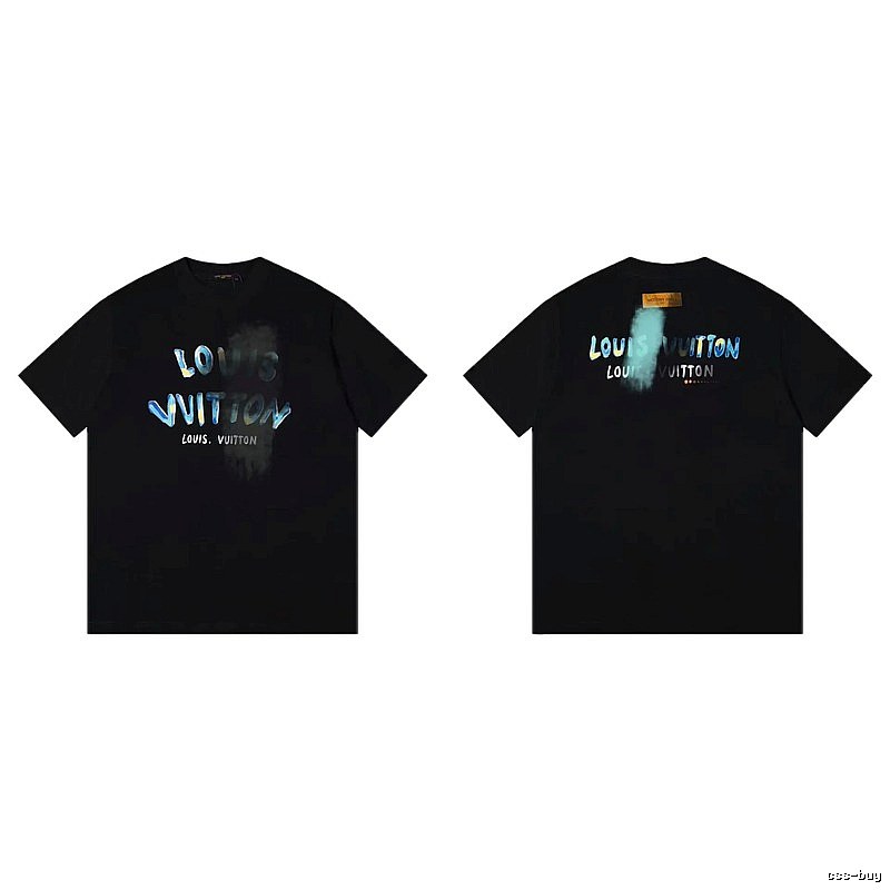 Louis Vuitton Gradient Graffiti Trendy Cool Black Short-sleeve T-shirt