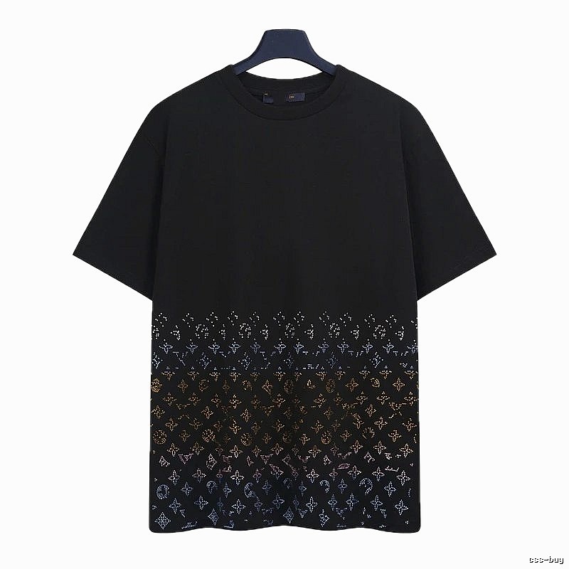 Louis Vuitton Gradient Monogram Street-style Black T-Shirt