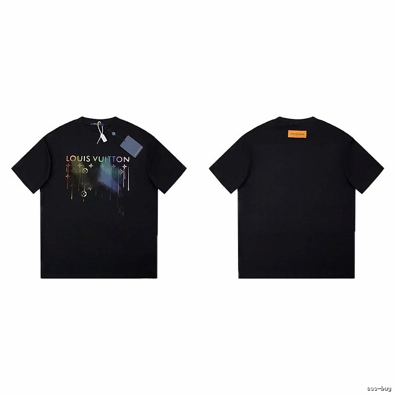 Louis Vuitton Iridescent Printed Trendy Black Short-sleeve T-shirt