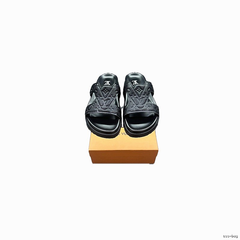 Louis Vuitton LV Monogram Light Luxury Style Black Slippers