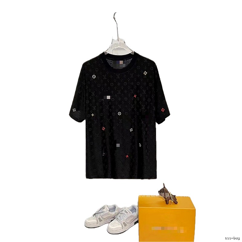 Louis Vuitton Monogram Casual Style Black Short Sleeve T-shirt