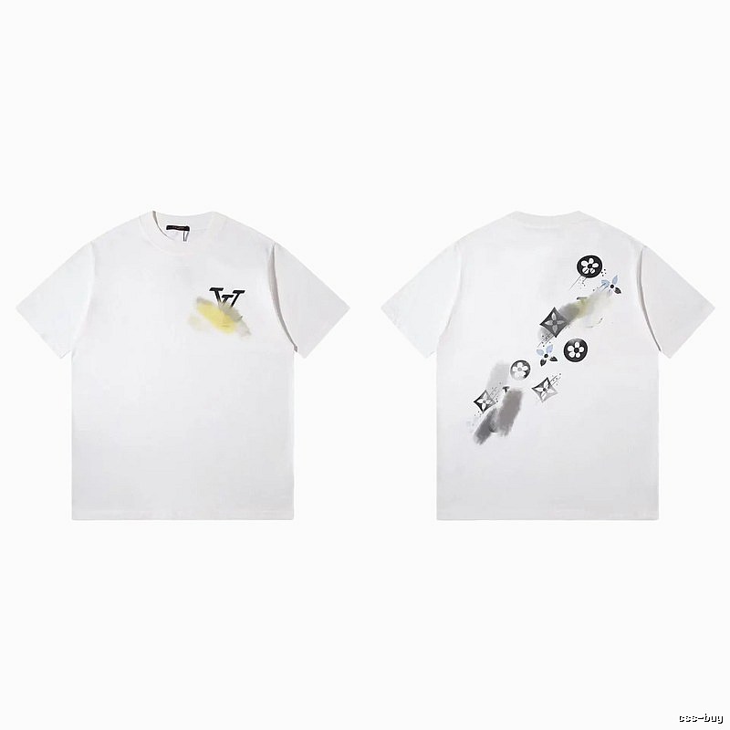 Louis Vuitton Monogram Printed Trendy White Short-sleeved T-shirt