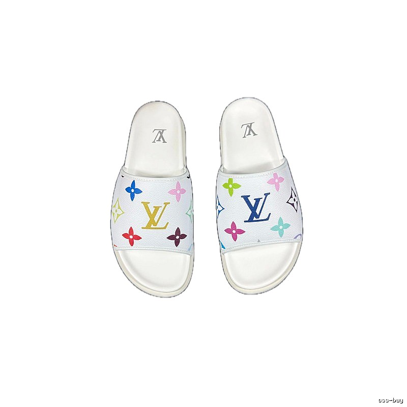Louis Vuitton Multicolor Monogram Trendy White Slides
