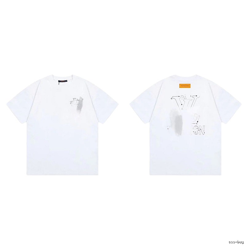 Louis Vuitton Trendy Line-drawing Style White Short-sleeve T-shirt