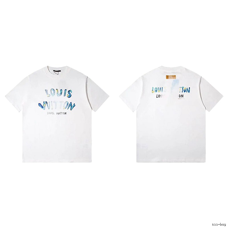 Louis Vuitton Watercolor Graffiti Style White T-Shirt