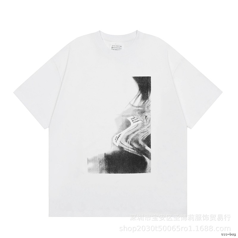 Maison Margiela Abstract Ink-wash Style White Short-sleeve T-shirt