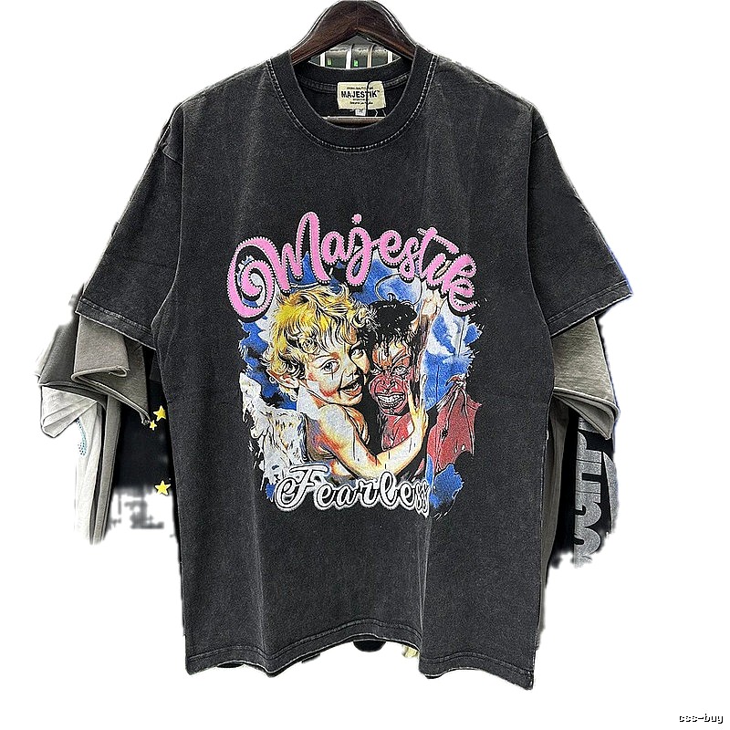 MAJESTIK Angel & Demon Vintage Style Black T-Shirt