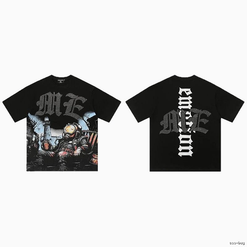 Mixed Emotion Printed Dark-style Black T-Shirt