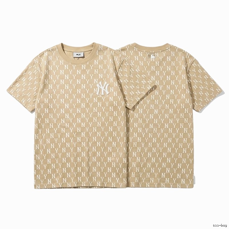 MLB Full Print Fashion Khaki Short-sleeve Shirt