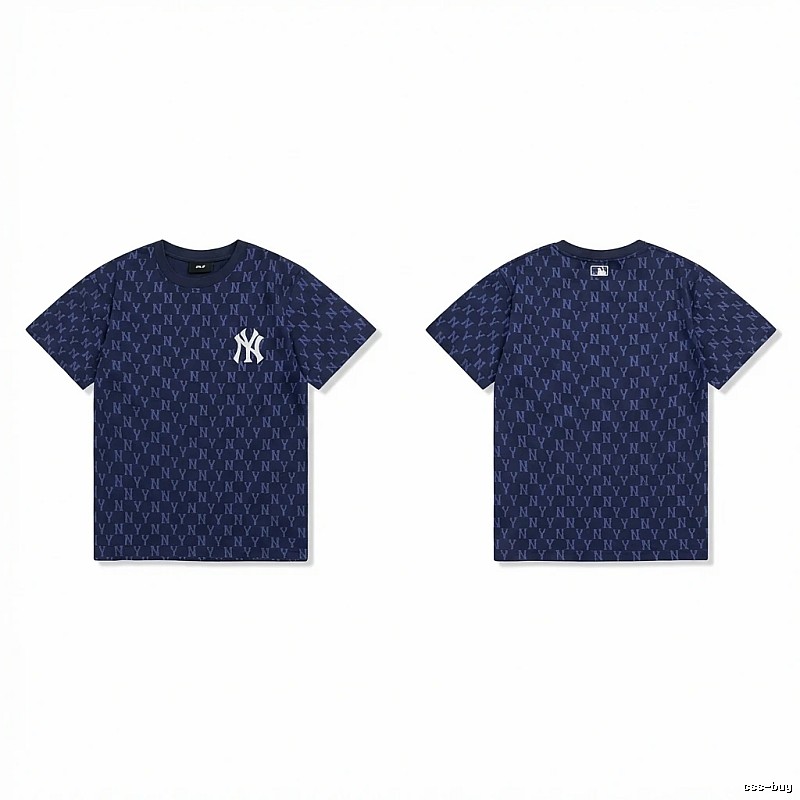 MLB full - print style navy blue T - shirt