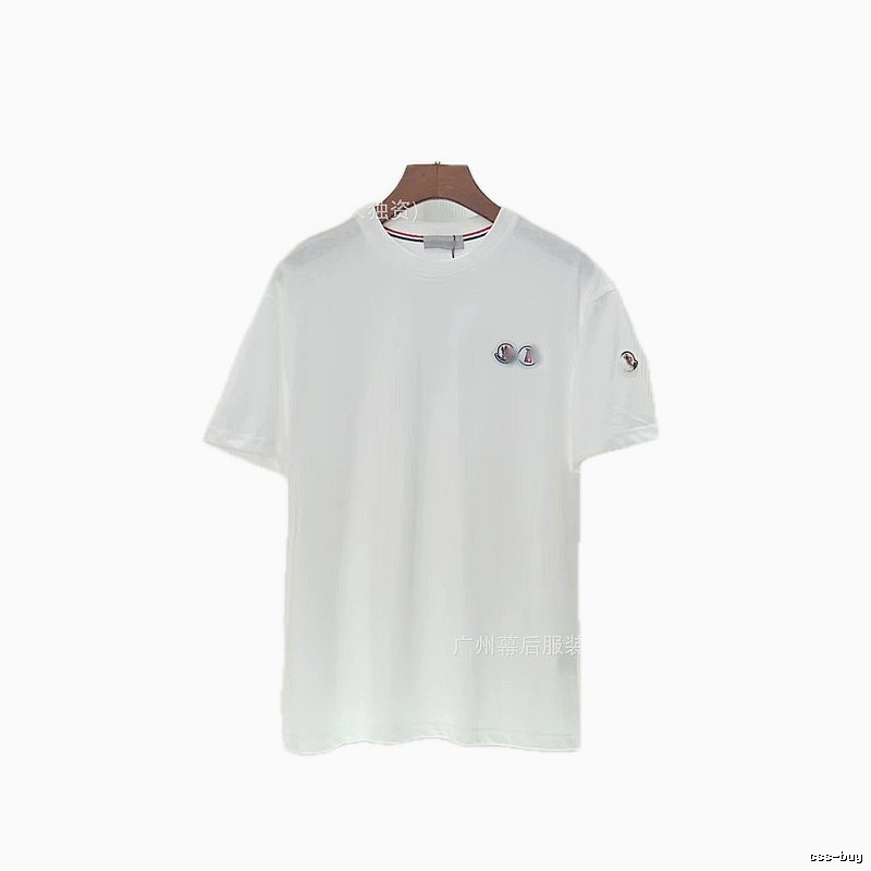 Moncler Badge Casual Style White T-Shirt