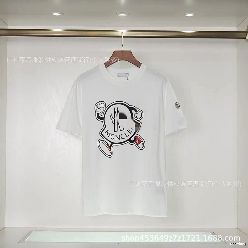 Moncler Cartoon Print Casual Style White T-Shirt