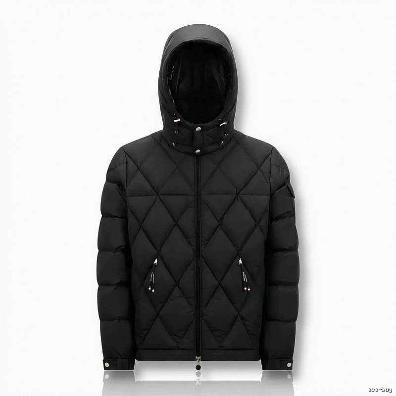 Moncler diamond-check trendy and cool style black down jacket