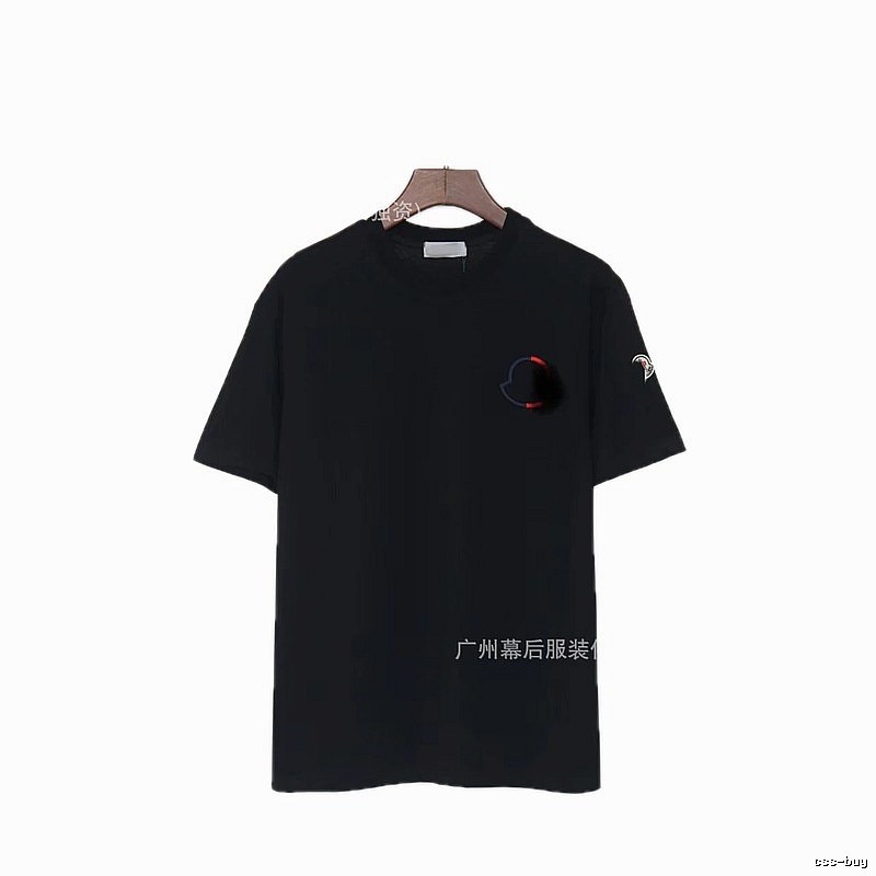 Moncler Embroidered Casual Black Short-sleeve T-shirt