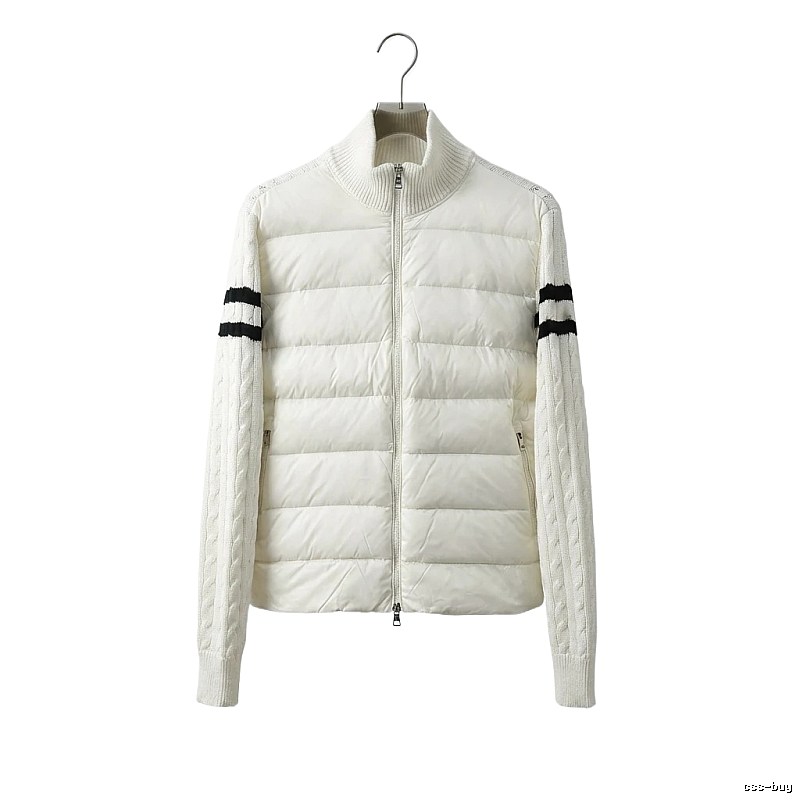 Moncler knitted and spliced windproof white down jacket