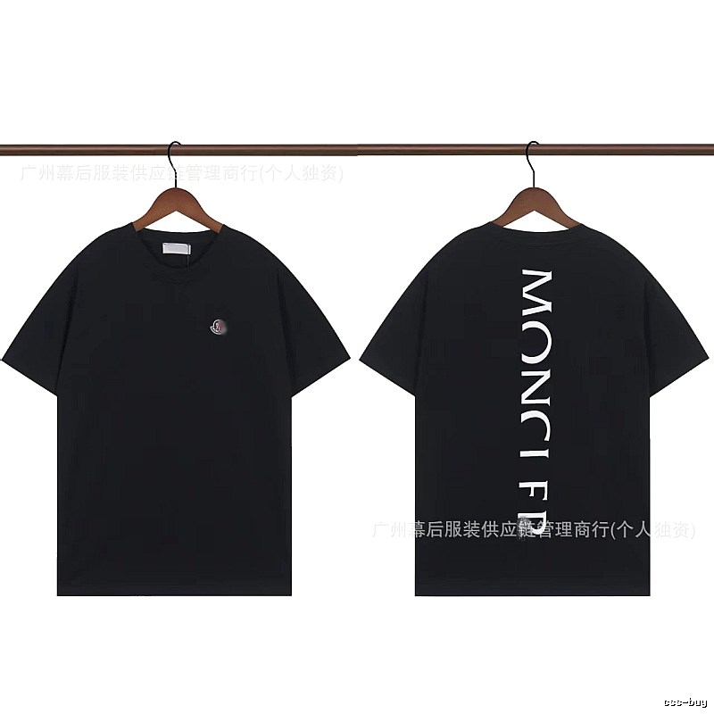 Moncler Letter Print Casual Style Black T-Shirt