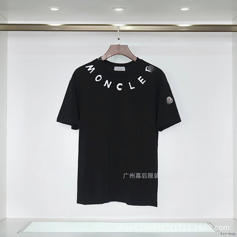 Moncler Letter Print Casual Style Black T-Shirt