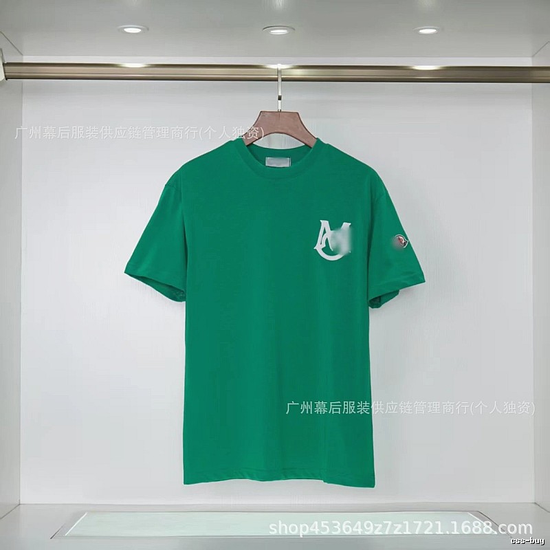 Moncler Letter Print Casual Style Green Short-sleeve T-shirt
