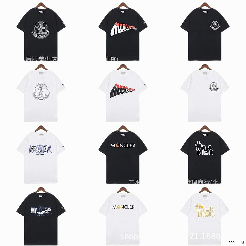 Moncler Logo Printed Trendy Black & White Short-Sleeve T-Shirt