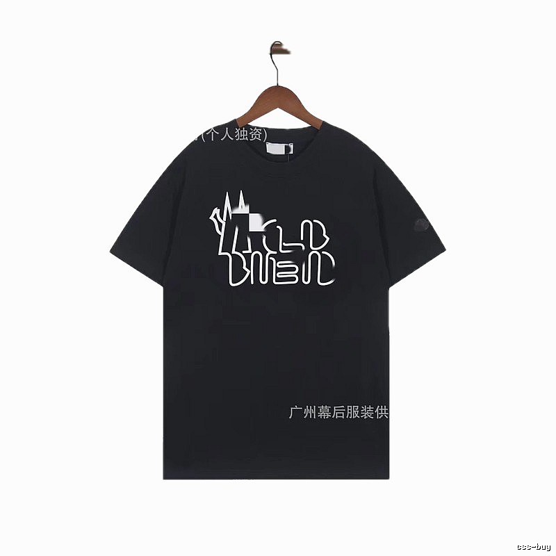 Moncler Neon Print Trendy & Cool Black T-Shirt