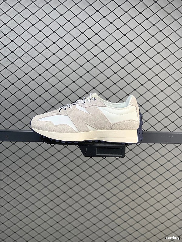 New Balance Cream and Taupe Retro Runners Featuring Chunky Sole Geometry