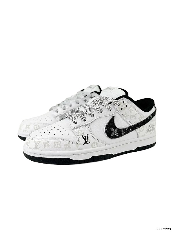 Nike and LV co-branded black and white sports shoes