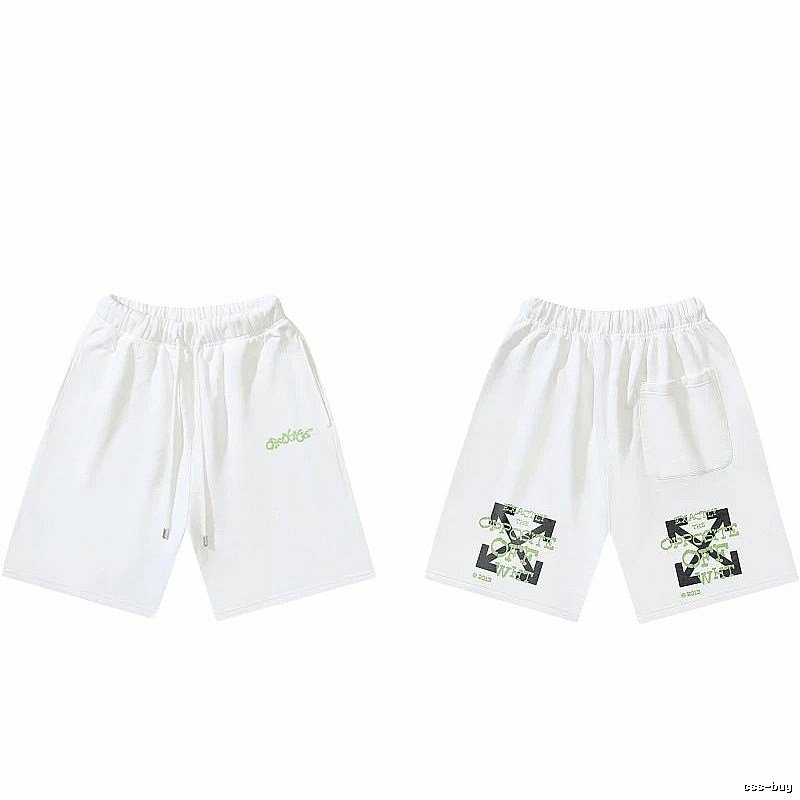 Off-White 008 style white trendy brand shorts