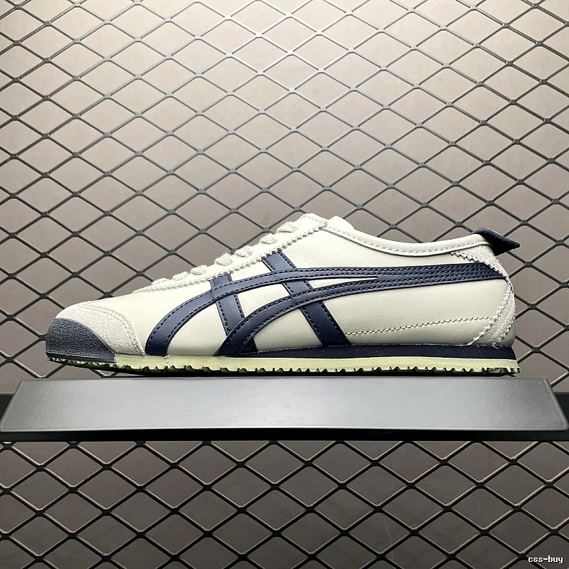 Onitsuka Tiger Low-Top Sneakers, White and Navy and Retro Court Shape