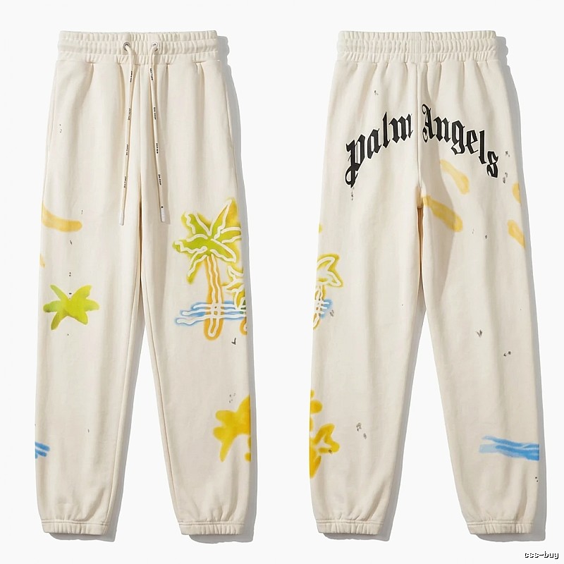 Palm Angels Graffiti Style White Sweatpants